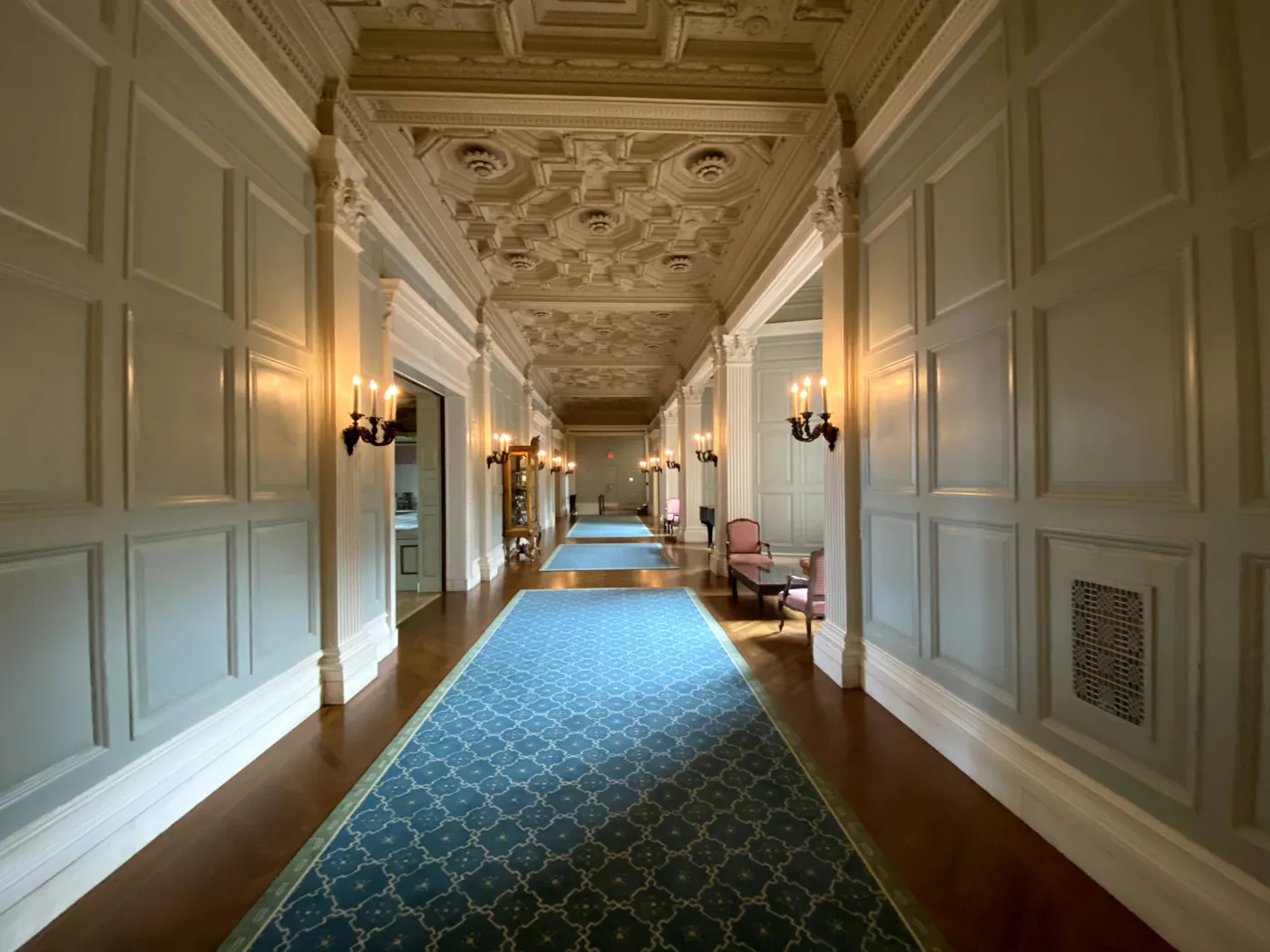 Painted paneled hallway at Sleepy Hollow Country Club in Westchester County, NY